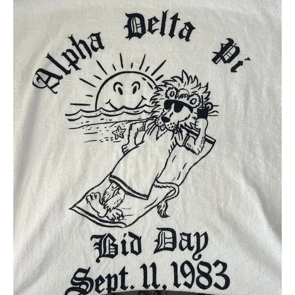 Vtg Alpha Delta Pi Sorority Towel 1983 Beach Party 58
